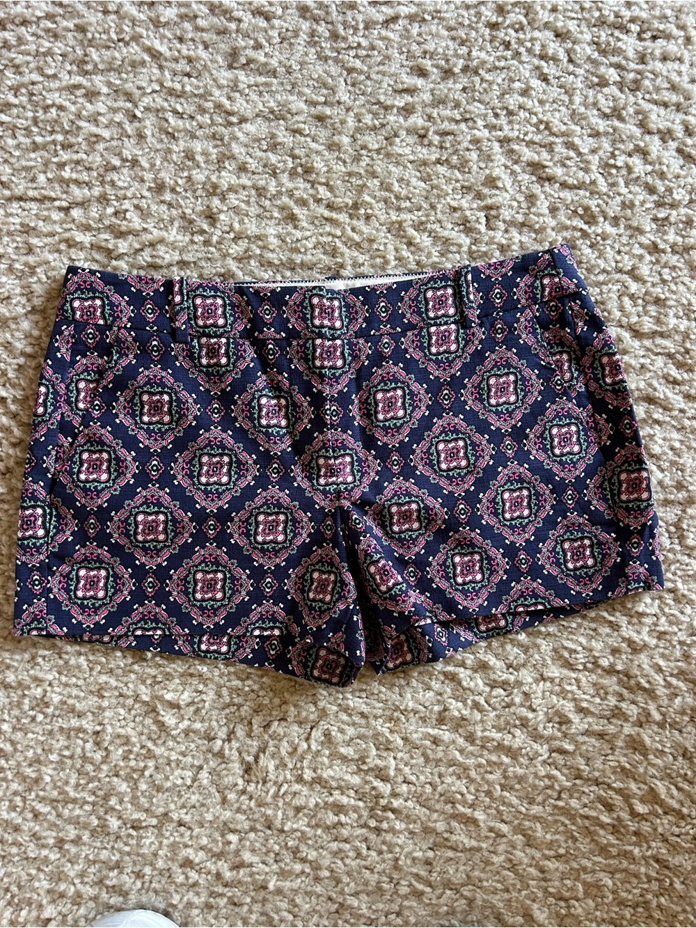J Crew Womens Printed Navy Geo-Pattern Shorts